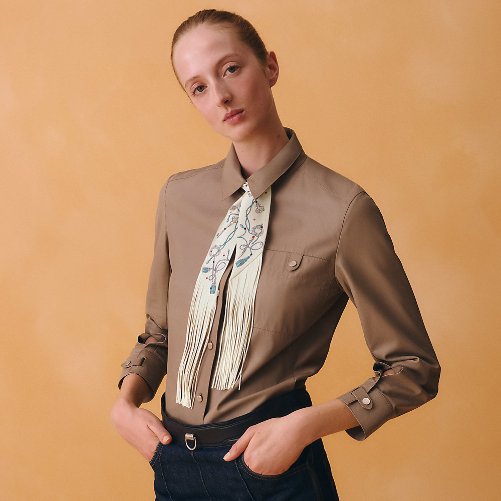 Les Cles a Pois leather fringes Twilly | Hermès USA